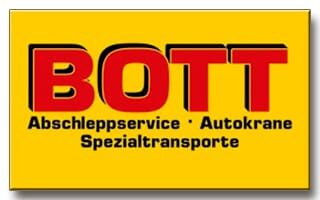 Ein gelb-schwarzes Logo mit den Worten bott.